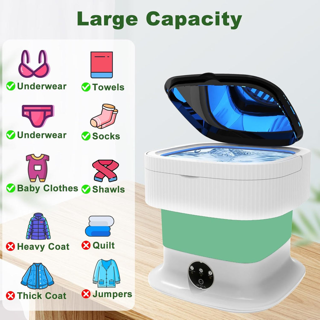11 Litre Foldable Electric Washing Machine with Drye