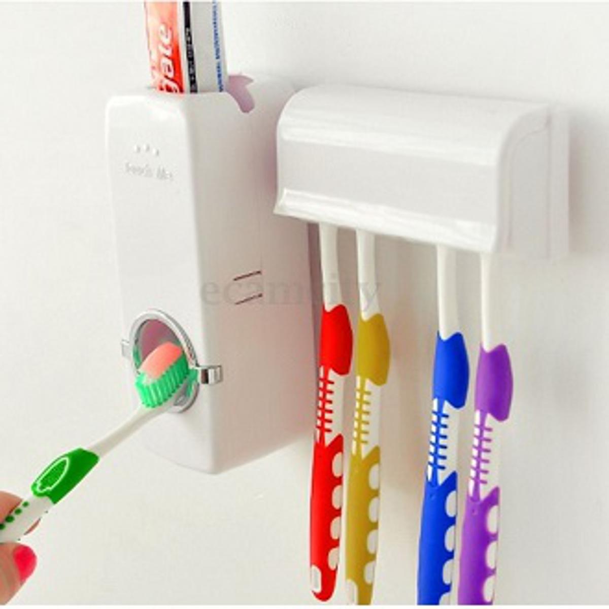 Toothpaste Dispenser & Toothbrush holder