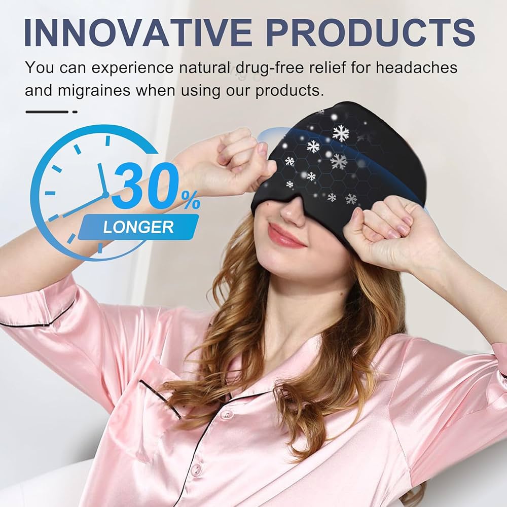 Headache Relief Cap, Migraine Relief Cap, Hot And Cold Therapy Pain Relief Cap, Suitable for Headache, Migraine, Stress Pressure, Migraine Relief Cap With Gel Bead