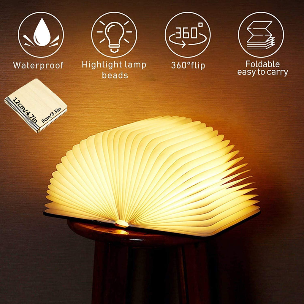 3D LED Night Light Magic Book RGB 5 colors USB Rechargable Folding Book Light Wooden Table Lamp Home Desk Decoration