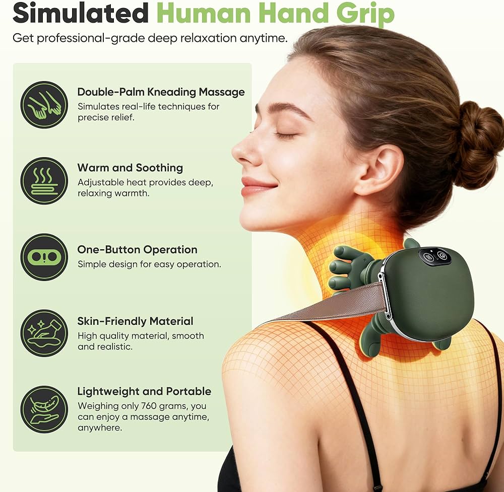 Electric Shoulder Neck Massager Bionic Hand Simulation Kneading Office Travel