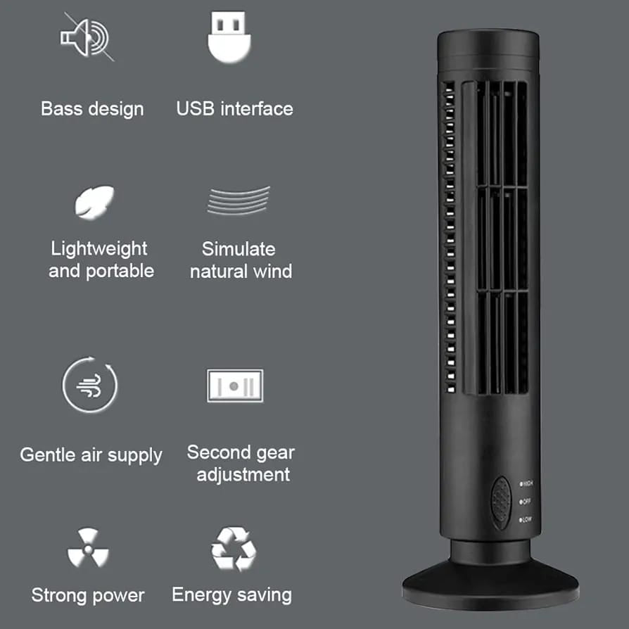 Portable Air Cooler Vertical Bladeless Fan USB Desktop Air