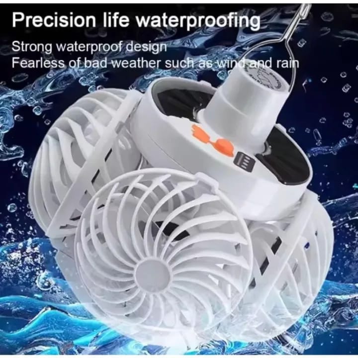 Portable Foldable Ceiling Fan Light LED Solar Bulb Lamp with 4 Mini Fans