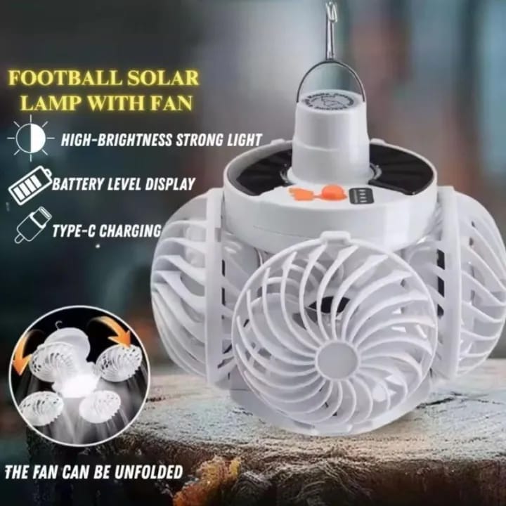 Portable Foldable Ceiling Fan Light LED Solar Bulb Lamp with 4 Mini Fans