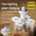 Portable Foldable Ceiling Fan Light LED Solar Bulb Lamp with 4 Mini Fans